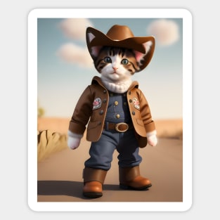 Cowboy Cat - Modern Digital Art Sticker